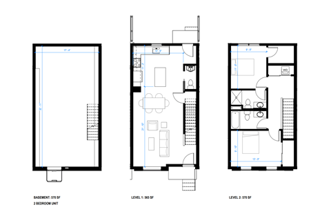Floor plan for 2 beds, 2.5 baths, 1135 sqft